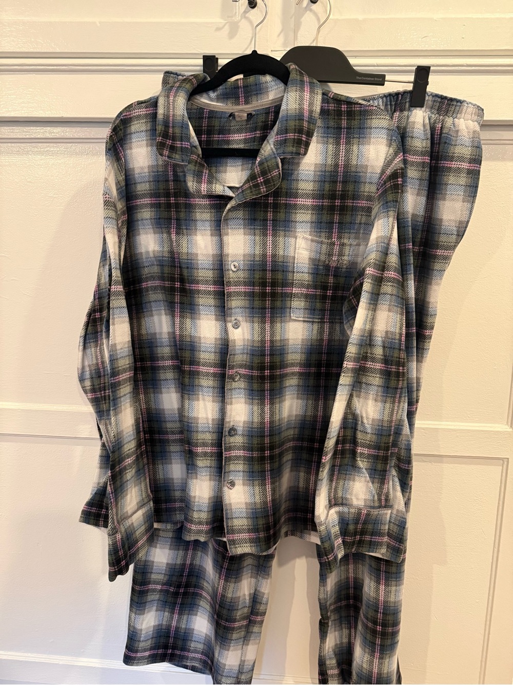 Skims Plaid Button-Up Shirt in White, Black & Green